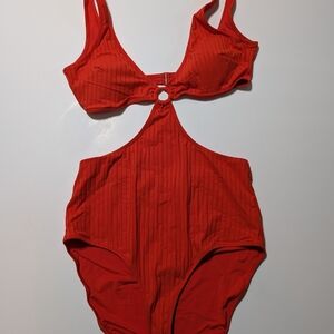 Aerie Orange One Piece Swimsuit with Cut-Out Details